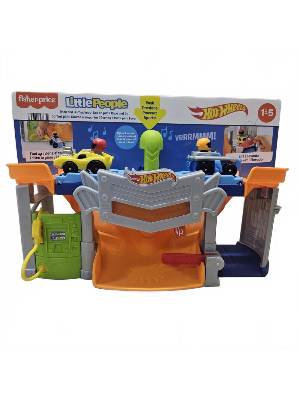 New Little People Hot Wheels Race 'n Go Garage Playset with Cars